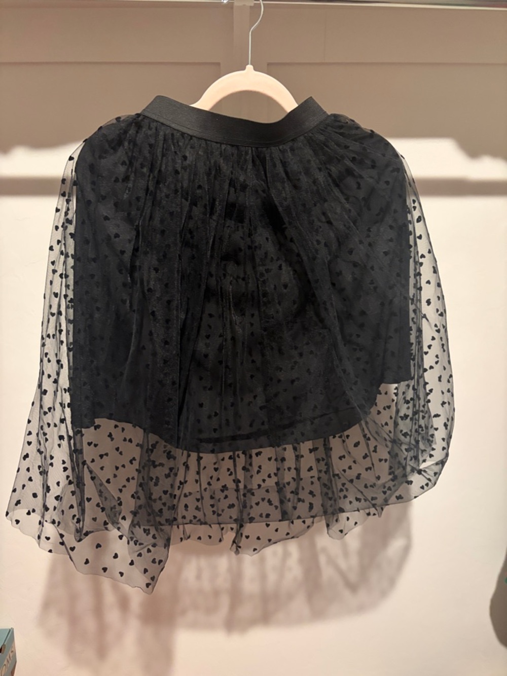 Black Sheer Heart-Print Tulle Skirt - Women
